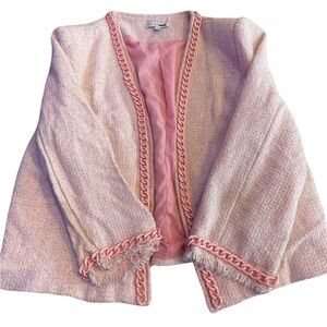 Fashion Nova Pink Luxury Office Career Chain Cropped Beaded Blazer Size Large